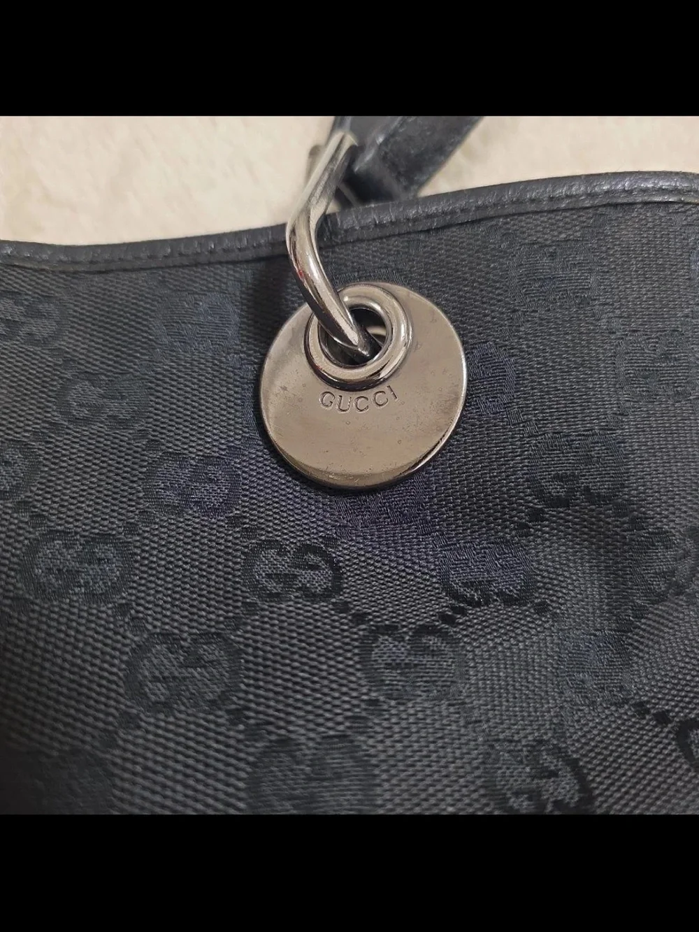 Gucci Black GG Canvas Tote with Double Shoulder Straps